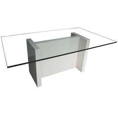 Glass Dining Table in the Style of Milo Baughman