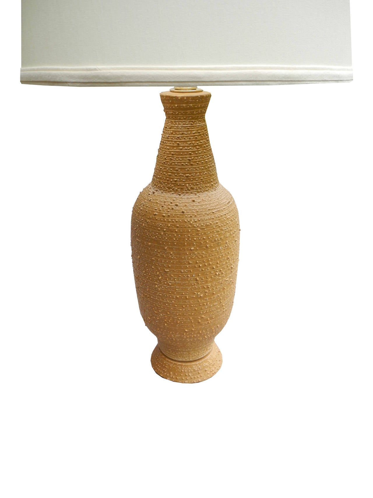 Modern Mid-Century Tan Ceramic Table Lamps by Design Technics For Sale
