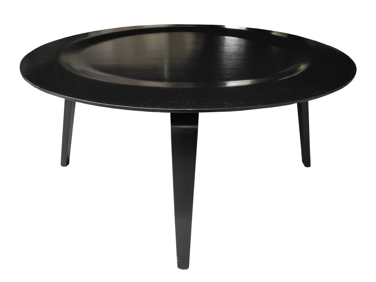 American Modern Black Molded Plywood Round Coffee Table by Eames for Herman Miller
