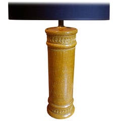 Mid-Century Modern Italian Bitossi Ceramic Table Lamp in Mustard