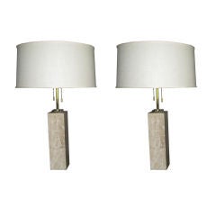 Pair of Robsjohn-Gibbings Marble Lamps for Hansen