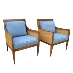 Pair of Kipp Stewart Caned Arm Chairs for Directional