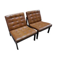 Pair of Leather and Rosewood Chairs by Lind & Gjerlov-Knudsen