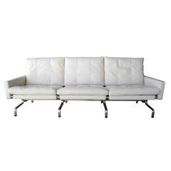 PK31 White Leather Sofa by Poul Kjærholm for Fritz Hansen