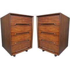 Pair of Mahogany Nightstands by Milo Baughman for Drexel