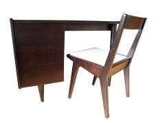 Jens Risom Dark Walnut Desk and Chair