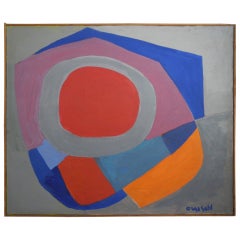 Mid-Century Modern Abstract Vintage Framed Original Oil Painting by Olga Sehl 5