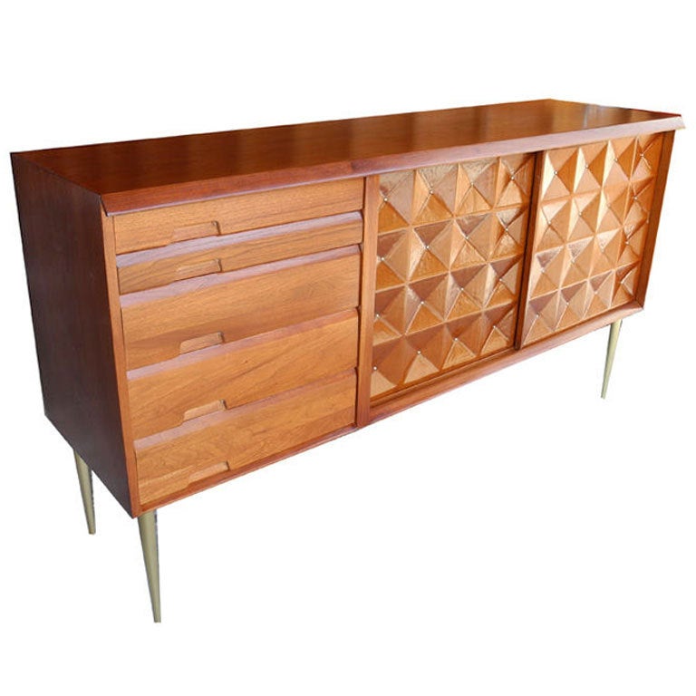 Mid-Century Modern Sideboard/Credenza/Bar in Butternut by Salvatore Bevilacqua