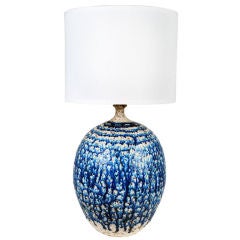 Vintage Giant Ceramic Drip Glaze Table Lamp