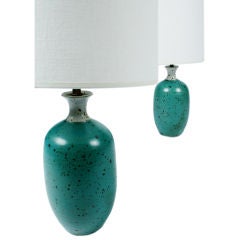 Pair of Robins Egg Blue Ceramic Table Lamps by Gerry Williams 4