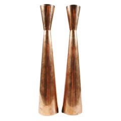 Pair of Tapered Danish Copper Candlesticks by Ernst Dragsted