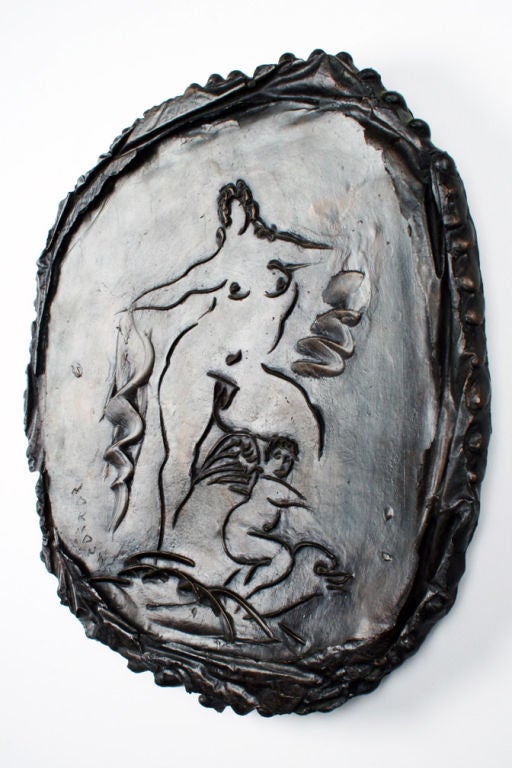 A fantastic wall-mounted bronze relief of Leda and the Swan. Reuben Nakian's work has been shown in numerous museums around the world, with his first retrospective at the Los Angeles County Museum of Art, 1962, followed by a major exhibition at the