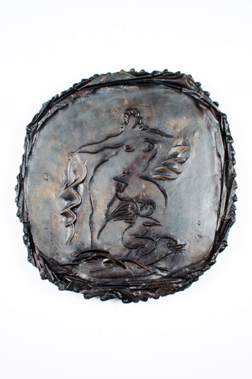Modern American Leda and the Swan Wall-Mounted Bronze Plaque by Reuben Nakian For Sale