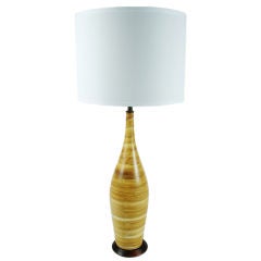 Tall Ochre Painted Ceramic Table Lamp by Vontury