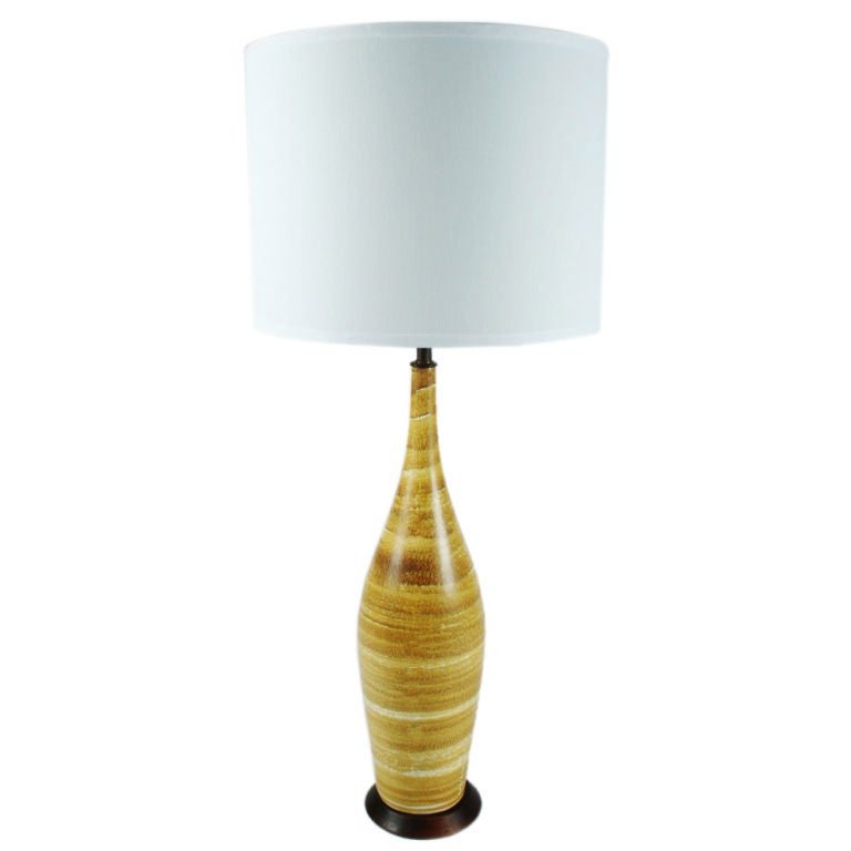 Tall Ochre Painted Ceramic Table Lamp by Vontury at 1stDibs ochre table lamp, ochre lamp