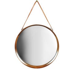 Scandinavian Knife Edge Walnut Frame Hanging Mirror