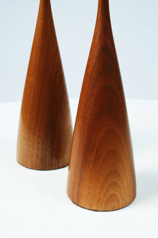 Mid-20th Century Pair of Hand Turned Walnut Candlesticks by Rude Osolnik