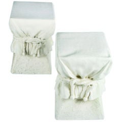 Pair of Roped Drapery Pedestal Occasional Tables 6
