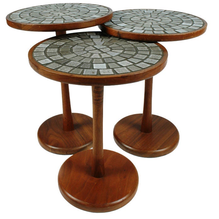 Set of Three Tile Top Occasional Tables by Gordon Martz