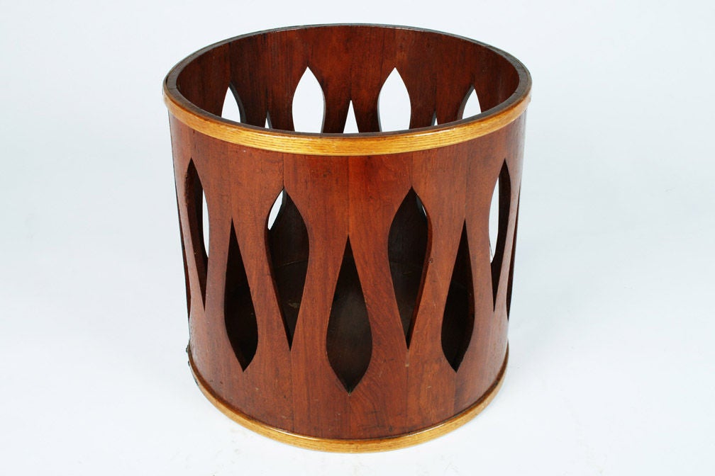 Mid-Century Modern Staved Teak Wastebasket by Jens Quistgaard for Dansk