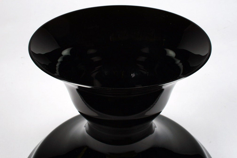 Late 20th Century Italian Handblown Black Glass 'Genie' Vase After Sergio Asti For Sale