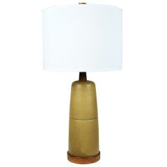 Vintage Ochre Glaze Double Stack Ceramic Table Lamp by Gordon Martz