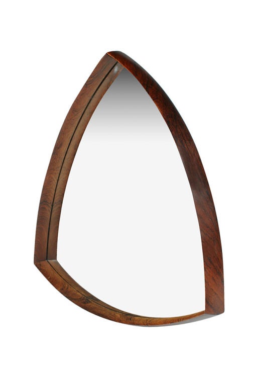 Danish Triangular Rosewood Mirror In Excellent Condition In New York, NY