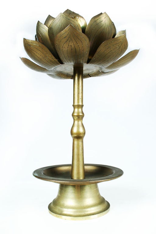 Pair of Brass Lotus Blossom Candlesticks 6