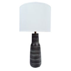 Striated Olive Green Ceramic Table Lamp by Design Technics