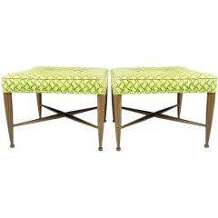 Pair of Square Upholstered Benches by Edward Wormley for Dunbar 3