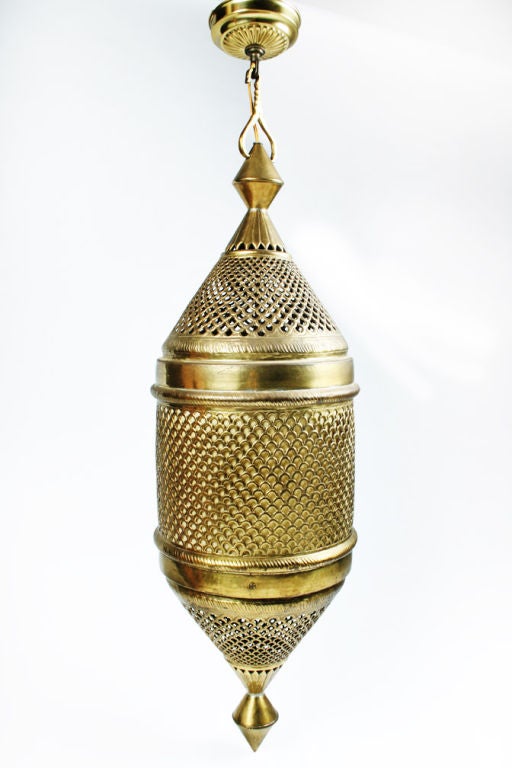 Indian Pair of Pierced Brass Moroccan Pendants by Sarna Lantern