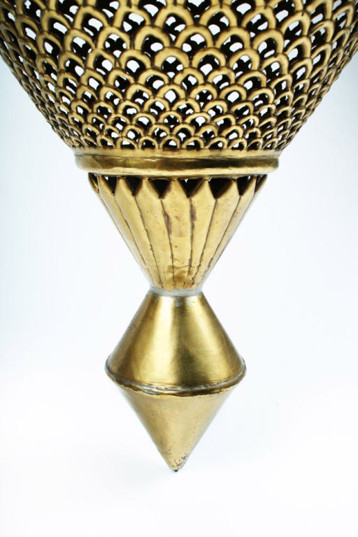Mid-20th Century Pair of Pierced Brass Moroccan Pendants by Sarna Lantern