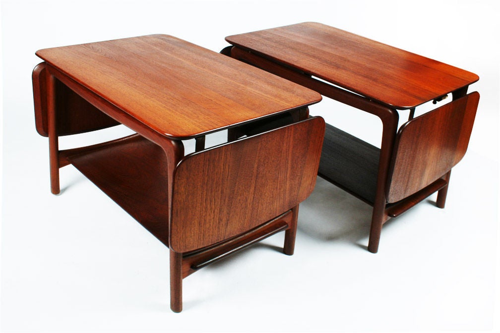 Scandinavian Modern Danish Modern Teak Drop-Leaf Side Tables by Peter Hvidt for Soborg Mobelfabrik For Sale