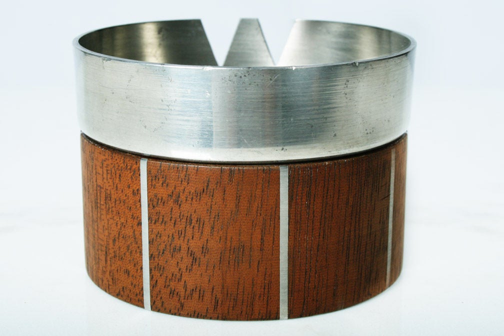 Mid-Century Modern American Walnut and Pewter Ashtray by Paul Evans for Designers, Inc. For Sale