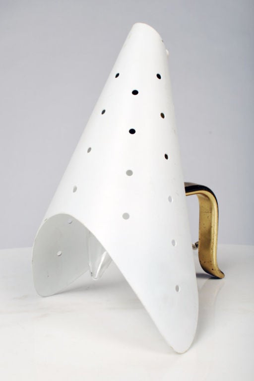Mid-20th Century Italian Perforated Cone Bedside Table Lamps after Angelo Lelii For Sale