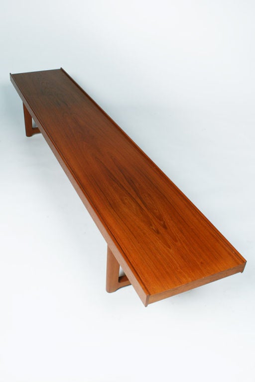 Scandinavian Modern Norwegian Long Low Teak Plank Benches 'Krobo' by Torbjørn Afdal for Bruksbo For Sale