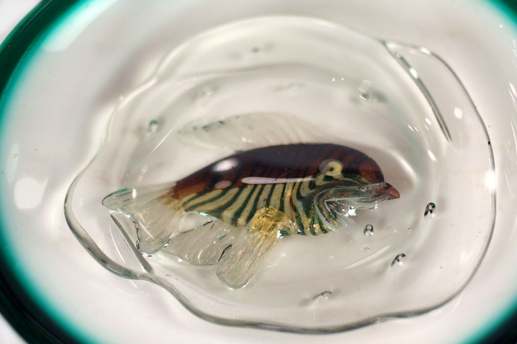 Italian Hand Blown Glass Tropical 'Fish Bowl' Dish In Excellent Condition For Sale In New York, NY