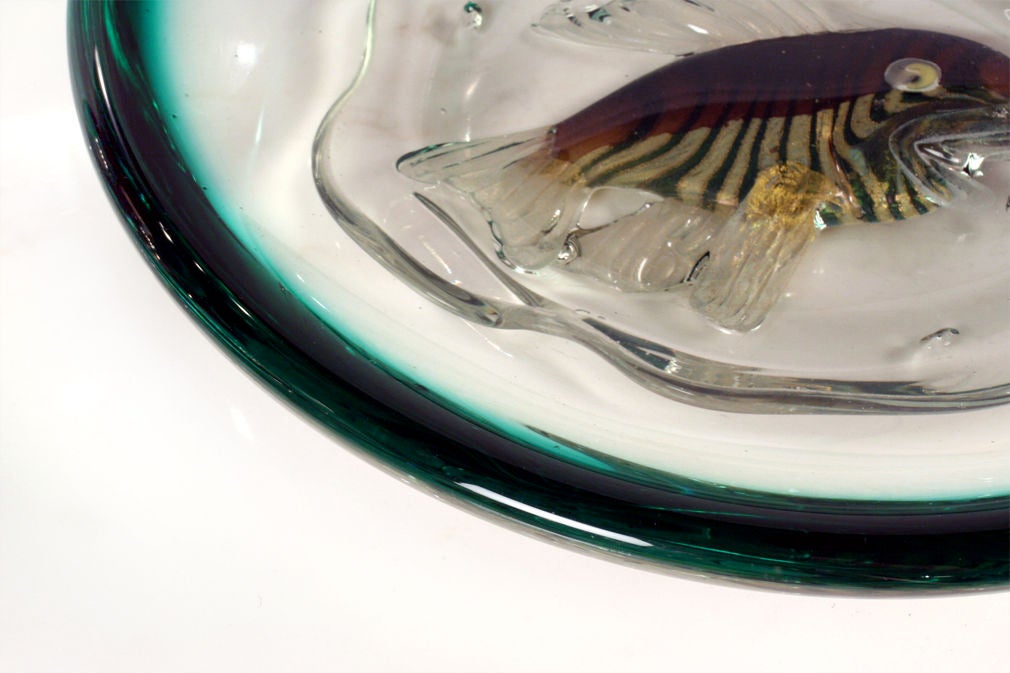 Mid-20th Century Italian Hand Blown Glass Tropical 'Fish Bowl' Dish For Sale