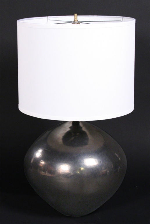 Gunmetal Lustre Glaze Ceramic Table Lamp by Design Technics