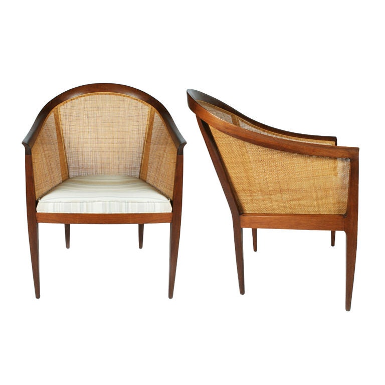 Pair of Cane Backed Armchairs by Kipp Stewart for Directional