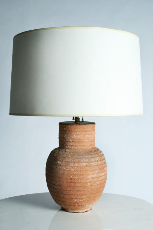 Terra Cotta Table Lamp after JeanMichel Frank at 1stDibs