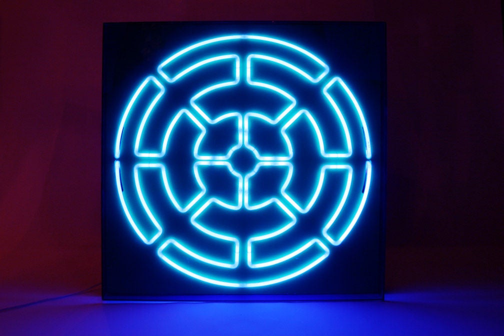 Modern American 'Blue Radiance' Mandala Neon Sculpture by Christopher Sproat For Sale