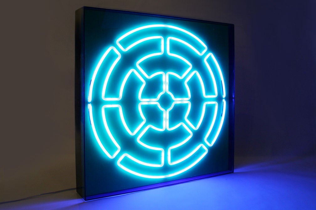 Mid-20th Century American 'Blue Radiance' Mandala Neon Sculpture by Christopher Sproat For Sale