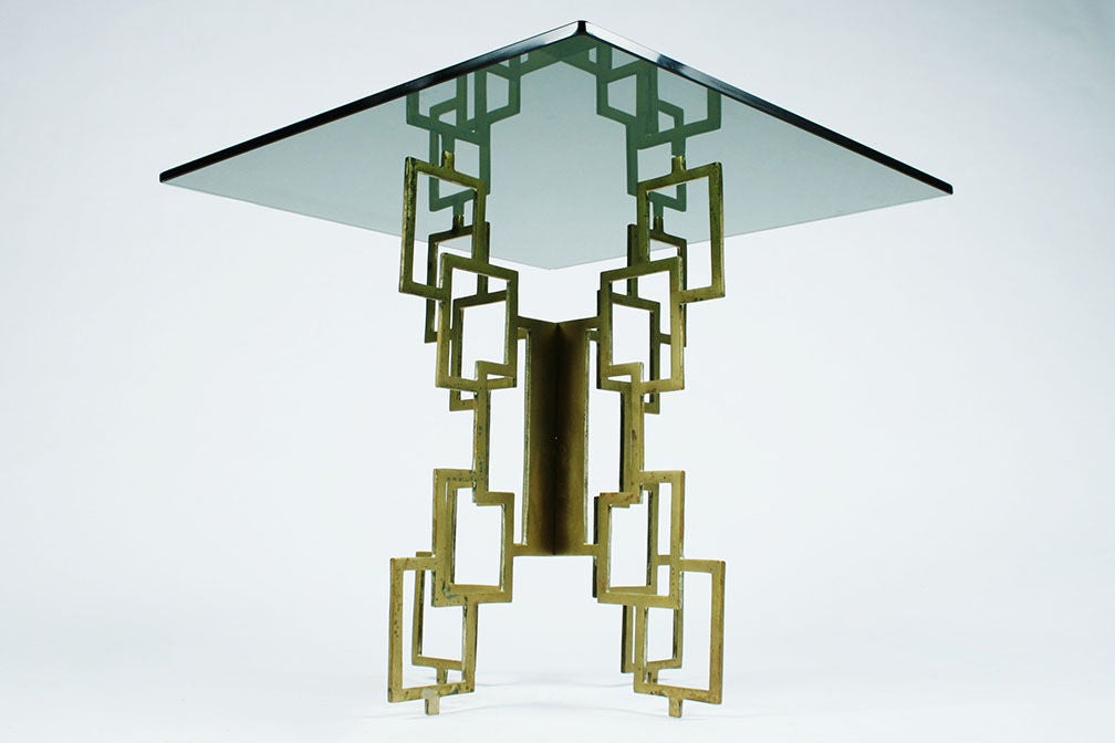 Pair of Interlocking Pierced Brass XBase Tables at 1stdibs