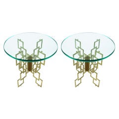 Pair of Interlocking Pierced Brass X-Base Tables