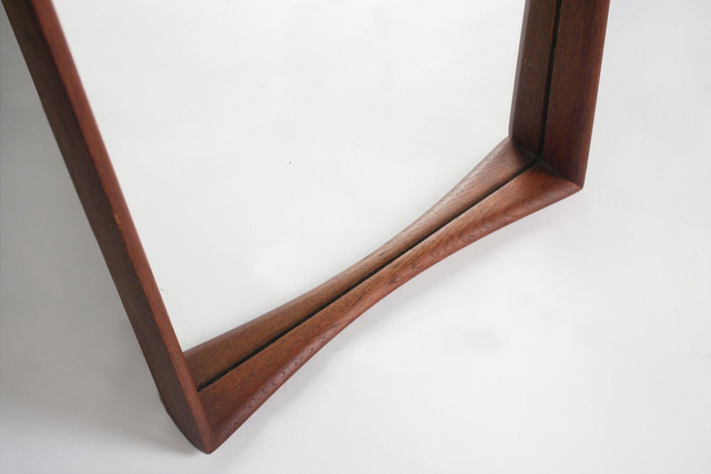 Swedish Narrow Teak Framed Entry Mirror by AB Glas and Trä For Sale 1