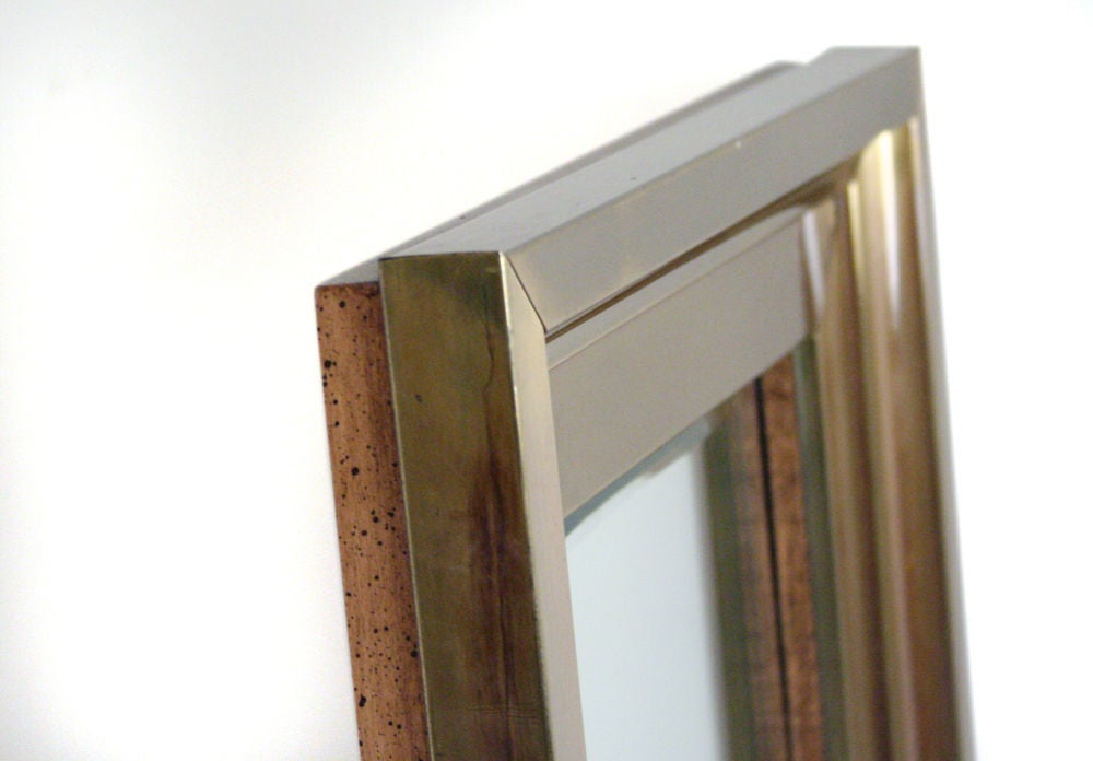 Tall Thin Brass Frame Entry Mirror by Mastercraft For Sale at 1stDibs
