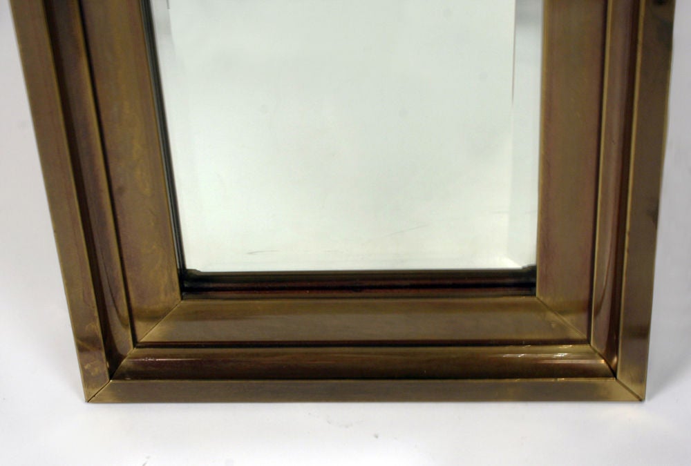 Tall Thin Brass Frame Entry Mirror by Mastercraft For Sale at 1stDibs