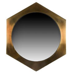 Hexagonal Brass Frame Mirror by Mastercraft