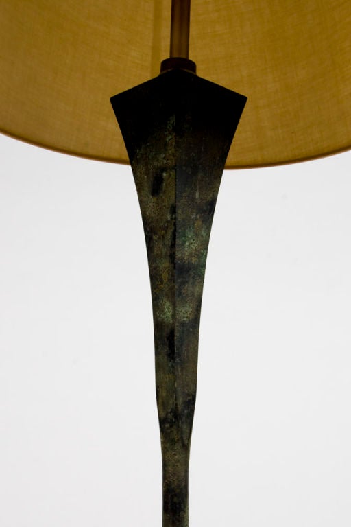 Brass American Verdigris Patinated Floor Lamps by Stewart Ross James for Hansen, NYC For Sale